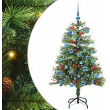 vidaXL Umjetno božićno drvce 150 LED lampica Topla bijela PVC i metal - 150 cm s LED-ima i plavim kuglicama | shoptok.hr