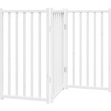 vidaXL Vrata za pse zložljiva 3 paneli bela 150 cm trden les jelke | Shoptok.si