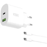 GaN ultrabrzi zidni punjač 30W, USB-C + USB-A, 1m USB-C na USB-C kabel