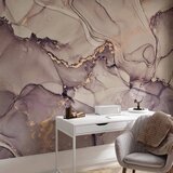  Foto tapeta - Watercolour Abstraction - Powder Pink Marble With Gold Accents 450x315 Premium | shoptok.hr