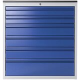 RAU Predalnik s teleskopskimi vodili, višina 820 mm, predali 2 x 90, 3 x 120, 1 x 180 mm, svetlo siva / encijan modra, širina 580 mm | Shoptok.si