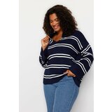 Trendyol Curve Plus Size Sweater - Navy blue - Relaxed fit Cene