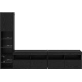 TV zidna enota z LED lučmi 4 pcs Črna Orehovina Konstruiran les, (5000132273) | Shoptok.si