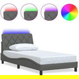 Maison Chic Posteljni okvir - Enojna postelja - Postelja za odrasle z LED brez vzmetnice temno siv 100x200 cm blago, (21696082) Cene