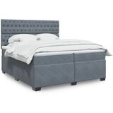 vidaXL Box spring postelja z vzmetnico temno siva 200x200 cm žamet Cene