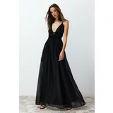 Trendyol Black Chiffon Long Woven Evening Dress
