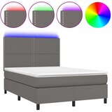  Krevet box spring s madracem LED sivi 140x200cm od umjetne kože | shoptok.hr