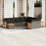 Maison Chic Seti vrtnega pohištva - Vrtna garnitura - Vrtni pohištvo set 10-delna z blazinami siv poli ratan, (21815531) | Shoptok.si