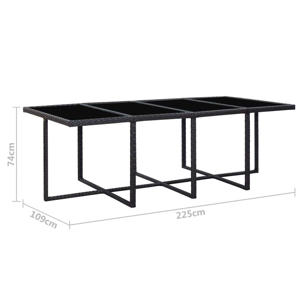  Vrtna garnitura - 13-dijelni vrtni blagovaonski set od poliratana s jastucima crni - Crna Dužina stola 225 cm 12x fotelja + stol | shoptok.hr