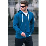 Madmext Petrol Blue Zipper Hooded Sweatshirt 6161 cene