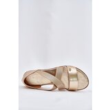 EVENTO Womens flat sandals with elastic straps gold Marinea | Shoptok.si