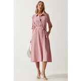 Happiness İstanbul Women's Candy Pink Belted Shirt Dress cene