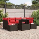  Set sofe s jastukom 7 pcs Smeđa i crvena poliratan | shoptok.hr