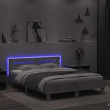  Okvir za krevet s uzglavljem i LED siva boja betona 140x200 cm | shoptok.hr
