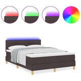  Postelja z Box Springom z vzmetnico & LED Temno rjava 140x190 cm Tkanina, (22081129) | Shoptok.si