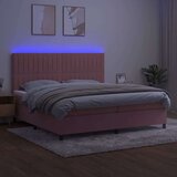  Box spring postelja z vzmetnico LED roza 200x200 cm žamet | Shoptok.si