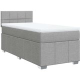 vidaXL Box spring postelja z vzmetnico svetlo siv 100x200 cm blago | Shoptok.si