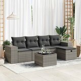 6-dijelni set vrtnih sofa od poliratana s jastucima sivi Slike