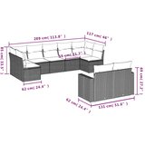  9-dijelni set vrtnih sofa s jastucima crni od poliratana | shoptok.hr