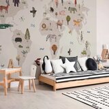  Foto tapeta - Beige World - Continents With Animals in Muted Colours 350x256 Vodootporna | shoptok.hr