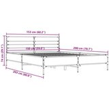 Posteljni okvir dimljeni hrast 150x200 cm inž. les in kovina | Shoptok.si