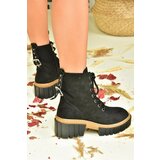 Fox Shoes Black Suede Women's Boots With Thick Soles Cene
