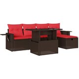 vidaXL 6-delni vrtni komplet sedežnih garnitur z blazinami rjav poli ratan, (5000334760) | Shoptok.si