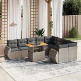 Maison Chic Seti vrtnega pohištva - Vrtna garnitura - Vrtni pohištvo set 10-delna z blazinami siv poli ratan, (21812514) | Shoptok.si