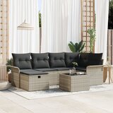 vidaXL set od 7 komada vrtnih kauča s jastučićima svijetlosiva poli rattan, kauč za 2 osobe s pohranom i jastučićima svijetlosiva poli rattan | shoptok.hr