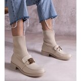 Gemre Beige ankle boots with a fabric upper by Krisa | shoptok.hr
