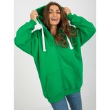 Fashion Hunters Green oversize basic zipper sweatshirt Cene