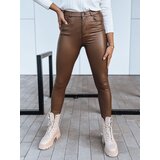 DStreet Spodnie damskie skórzane TOURMALIN ciemnobrązowe | Shoptok.si