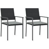  Vrtne stolice s jastucima 2 kom crne 54x62,5x89 cm poliratan | shoptok.hr