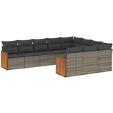 Maison Chic Seti vrtnega pohištva - Vrtna garnitura - Vrtni pohištvo set 10-delna z blazinami siv poli ratan, (21812431) | Shoptok.si