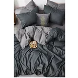 Mila Home Sivo-antracit pamučna posteljina za krevet za jednu osobu/s produženom plahtom 160x220 cm -