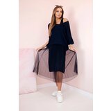 Kesi Włoski Pleated dress with an openwork sweater navy blue | shoptok.hr