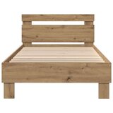  Postelja z LED svetlobo Artisan Oak 75x190 cm Izdelano iz umetnega lesa | Shoptok.si