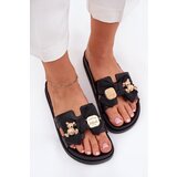 Boto Women's Slippers With Bow And Golden Brooch Black Lynara | Shoptok.si