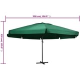  Zunanji senčnik z aluminijastim drogom 600 cm zelen | Shoptok.si