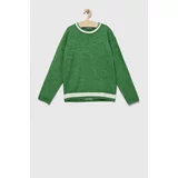 Tommy Hilfiger Otroški pulover s primesjo volne zelena barva