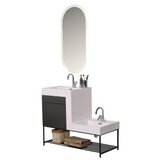 Hanah home Kupatilski ormarić sa umivaonikom i ogledalom (2 komada) Up Down Carbon Grey Dark | Eponuda.com