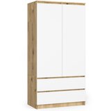 AKORD Garderobna Omara, 2 Vrata In 2 Predala, Hrast Artisan/Bela, (5000331650) | Shoptok.si