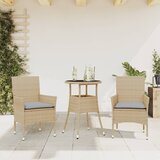  The Living Store Vrtna jedilna garnitura 3-delna z blazinami bež poli ratan - Vrtna Jedilna Garnitura, (21451243) Cene