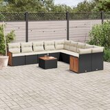 vidaXL 11-dijelni set vrtnih sofa od poliratana s jastucima crni | shoptok.hr
