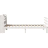 vidaXL Posteljni okvir z vzglavjem brez vzmetnice bel 100x200 cm | Shoptok.si
