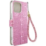 AVIZAR Ovitek z blešcicami za iPhone 14 Pro, vgrajena denarnica, Disco Glam Edition - roza, (20938264) Cene