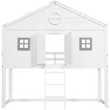 Lumor Postelja na dveh nadstropjih 90x200 cm iz masivnega lesa - z lestvijo - z obliko strehe - bela, (22155838) | Shoptok.si