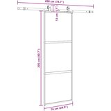  Klizna vrata s priborom crna 76 x 205 cm kaljeno staklo | shoptok.hr
