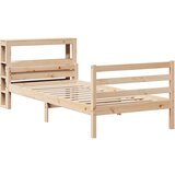 vidaXL Okvir kreveta s uzglavljem 100 x 200 cm od masivne borovine | shoptok.hr