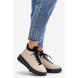 ARTIKER Lightweight Leather Sports Shoes On Platform Beige | Shoptok.si